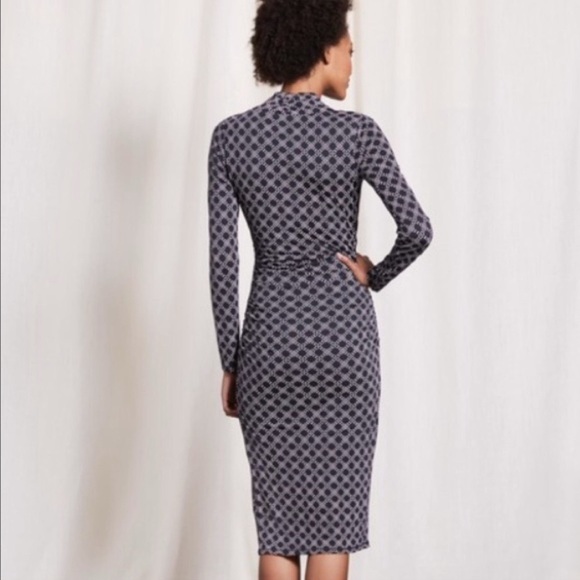 Boden Pink V Neck Ruched Wrap Dress Midi Length Wool Blend Size US 6 Long - Picture 2 of 11